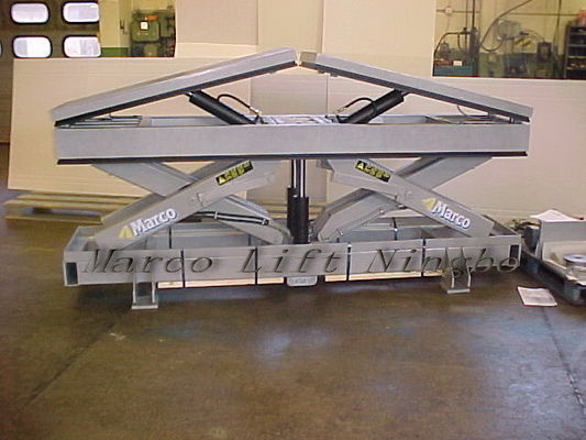 Pemesanan Marco Twin Scissor Lift Table dengan platform miring Permintaan khusus